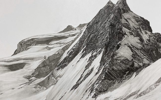 charcoal and acrylic on panel, 48