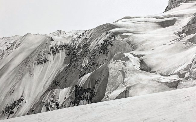 charcoal and acrylic on panel, 48